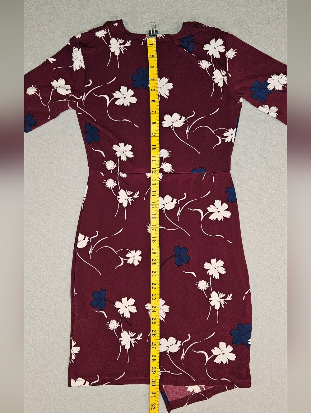 Banana Republic Women's XXSP Burgundy Floral Twist-Front Asymmetrical Dress - Picture 10 of 11